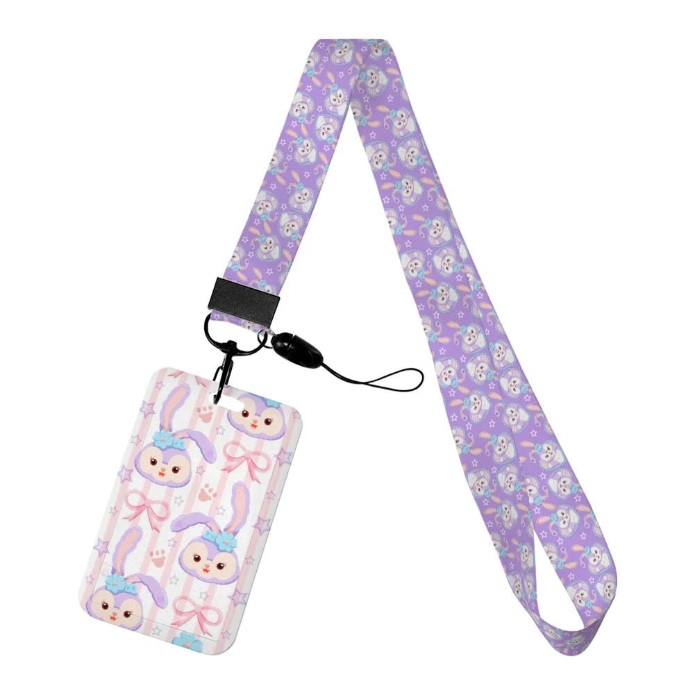 Disney StellaLou Cute Lanyards Keychain Animated Badge Holder ID Credit Card Pass Hang Rope For Keys Accessories Gifts
