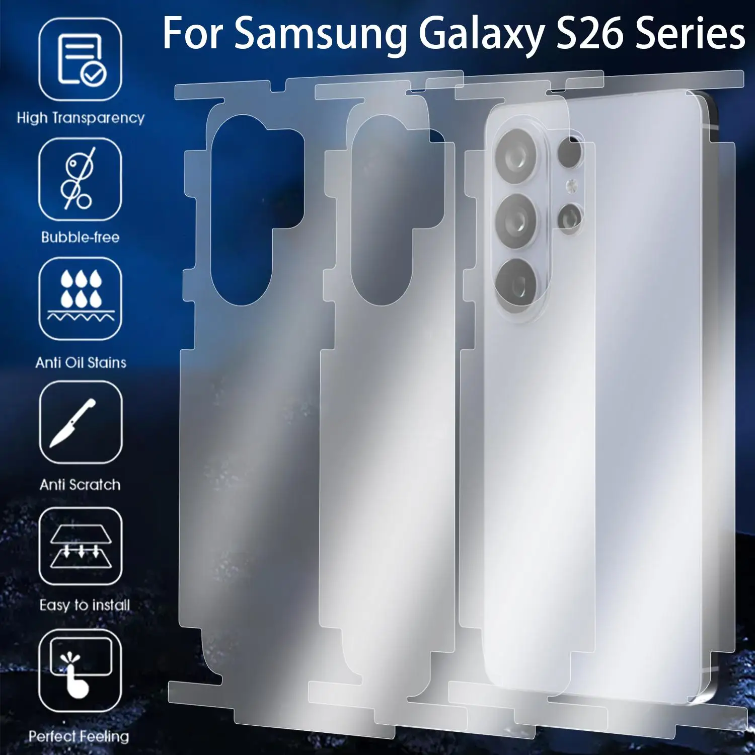 Full Coverage Back Screen Protectors with Side Frame Stickers - Hydrogel Film