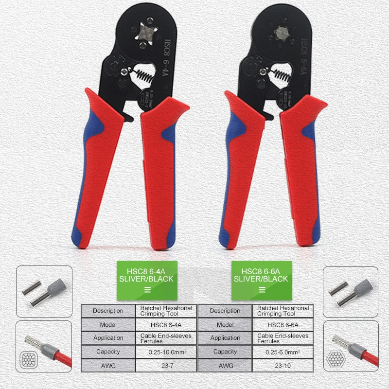 1400 PCS/Box VE Tubular Crimp Terminals With Crimping Tool Kit HSC8 6-4A 6-6A Electrical Cable Insulated Cord End Wire Connector