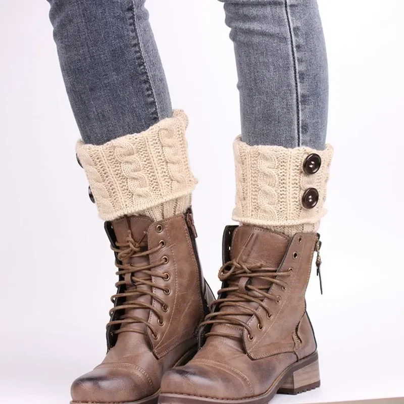 Leg Warmers Fried Dough Twists wool socks Solid Color Women Crochet Boot Leg Warmers Boot Cover Keep Warm Socks Toppers Gaiters