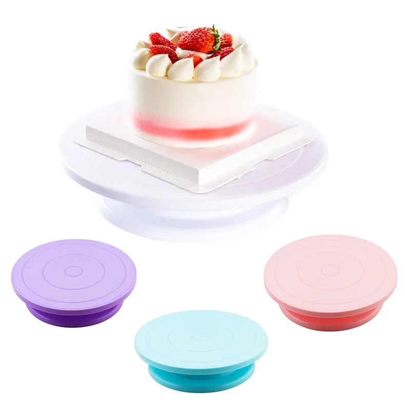 

Plastic Cake turntable set Pastry Cream Stand DIY Mold Rotating Stable Anti-skid Round Cake Table Kitchen cake decorating tools