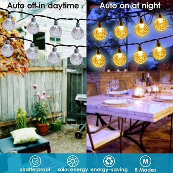 Solar String Lights Outdoor LED Solar Bubble Ball Light 8 Modes Waterproof Lamp For Garden Party Decor Holiday Lighting 2