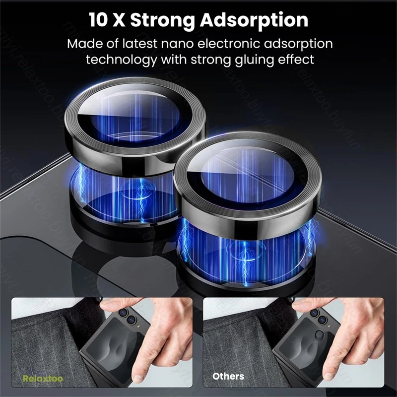 Premium Metal Camera Protector Ring with Tempered Glass Back Cover