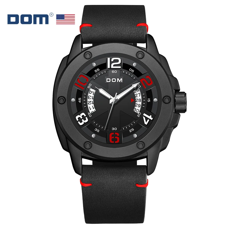 DOM Fashion Casual Waterproof Luminous Large Dial Chronograph Business Quartz Simple Men's Watch M-1228