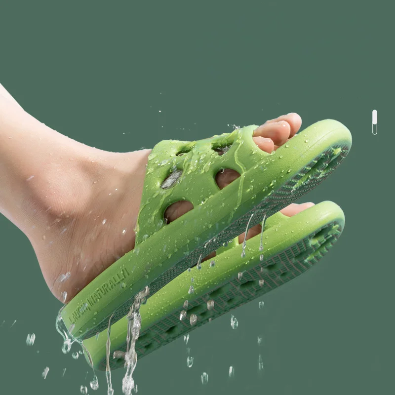 Bathroom Shower Slippers Hollow Out Women Men Slides Summer Eva Hole