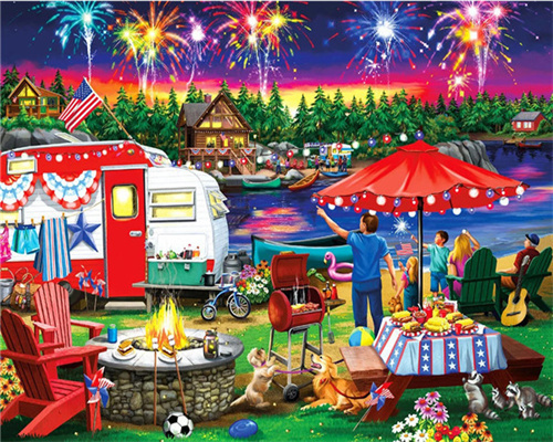 Colourful Caravan Camping Vehicle Painting by Numbers Kit