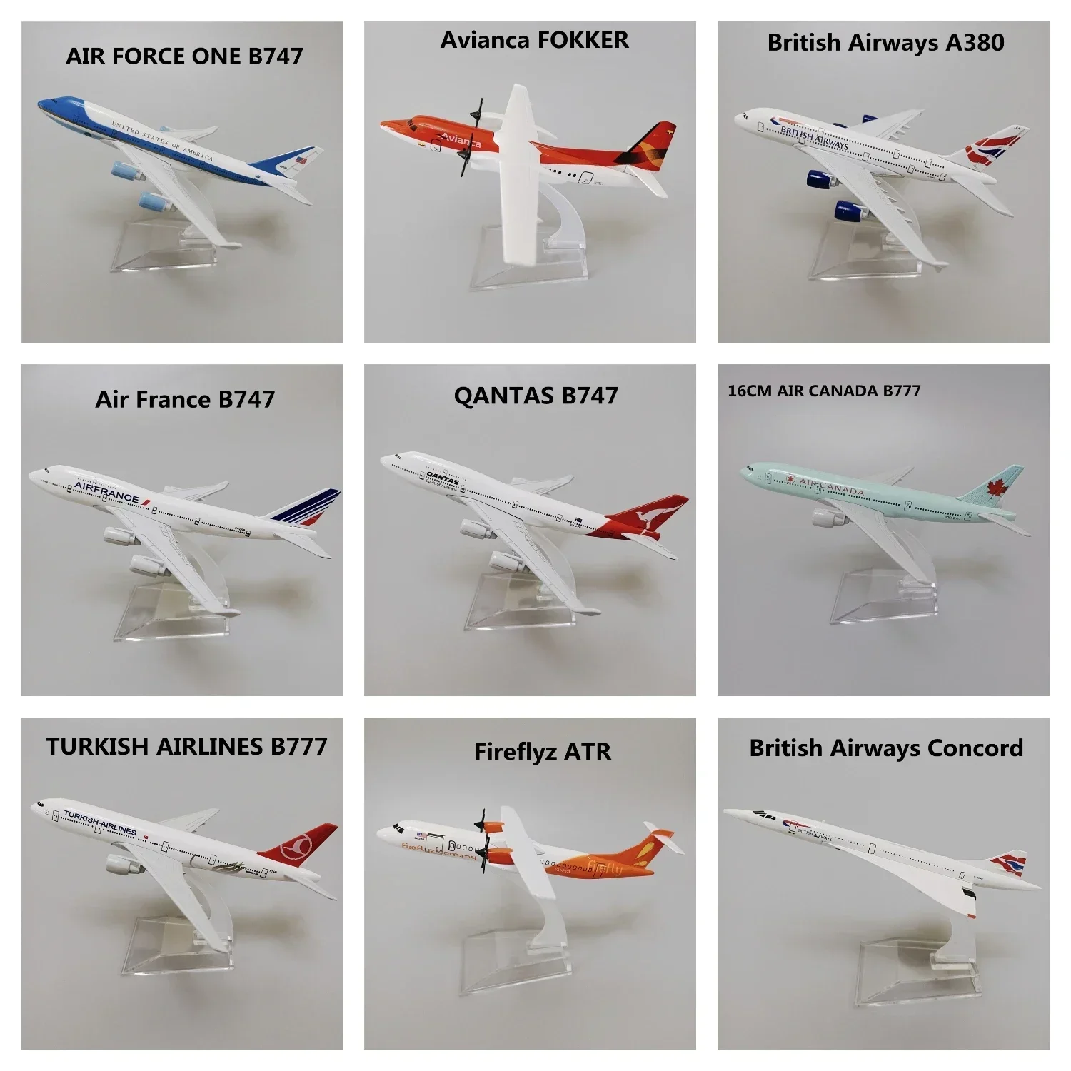 

16cm Alloy Metal Airplane Model Plane Air France Lufthansa Russian KLM Brazil Spain British USA A340 A350 A380 B737 B747 B787