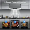900CFM 30 inch 9-Speed Vent with Led Bulb Dishwasher Clean Filter Under Cabinet Range Hood 3