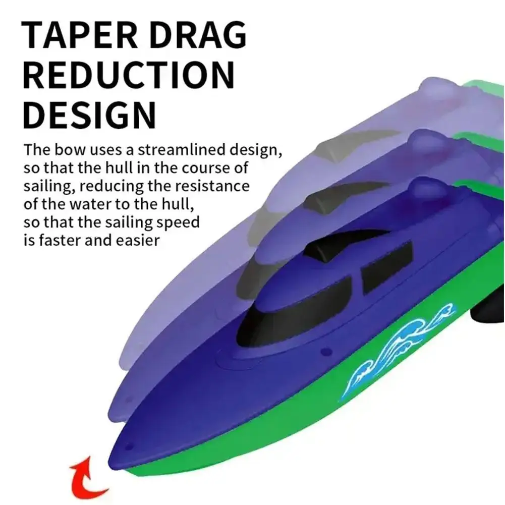 Bateau RC télécommandé rapide - 3 couleurs, 25,8 cm