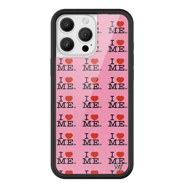 Wildflower I Heart Me Blue Phone Case for iPhone 17 16 15 14 13 12 Pro Max Plus WF 3D Love-Heart Pink Girl Shockproof Back Cover 5