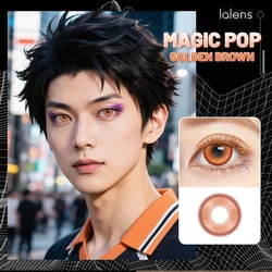 Magic Pop Red Eye Contacts - Green Anime Cosplay Colored Lenses for Party & Halloween (6 - Month Use) (Magic Golden Brown)