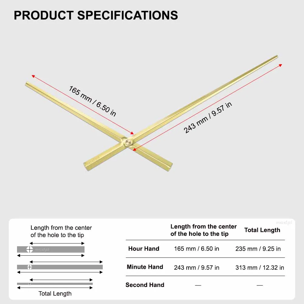 MCDFL Big Size Clock Hands Craft Kit Large Format Wall Clocks Time Zones Luxury Longer Arrows Motor Kitchen Home and Decoration wall clock