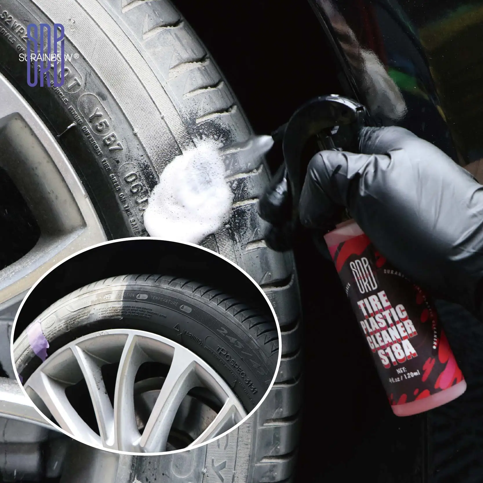 Tire Cleaner-Deep Clean Easily Removes Tire Dirt, Oil, Grime and more Safe for All Tires For Cars, Trucks, Motorcycles
