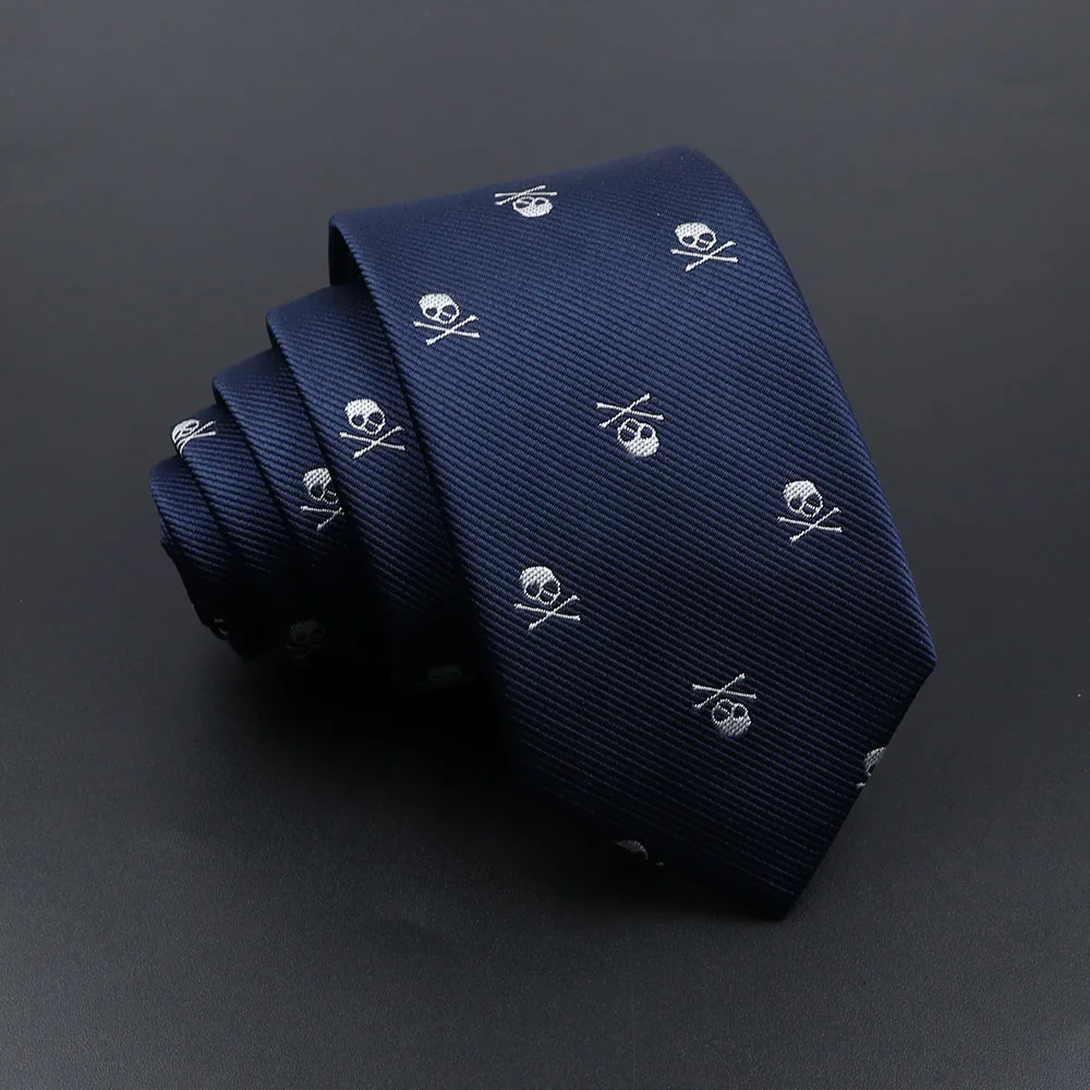 Neck ties Casual Slim Skull Ties For Men Classic Polyester Red Blue Neckties for Wedding Party Cosplay Neckwear