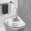 Stainless Steel Single Triangle Corner Sink with Faucet, Mini Bar Sink 2