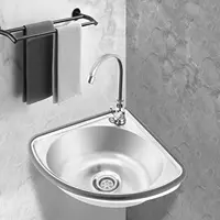 Stainless Steel Single Triangle Corner Sink with Faucet, Mini Bar Sink 2