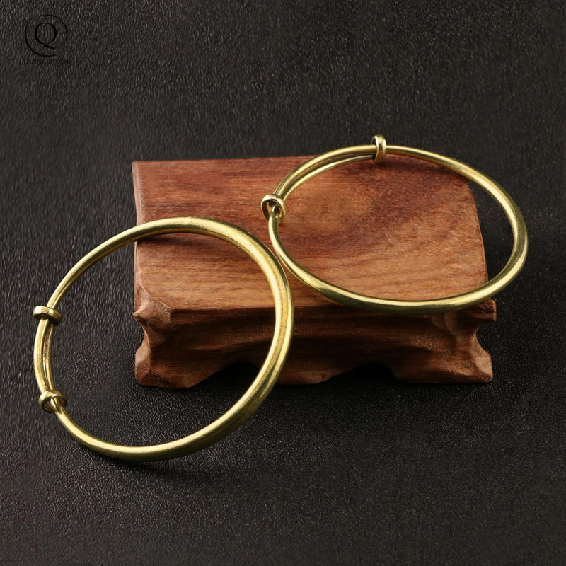 Vintage Fashion Brass Bangles For Women Plain smooth Cuff Bangles Couple Jewelry Christmas Gift European Girl Bracelets