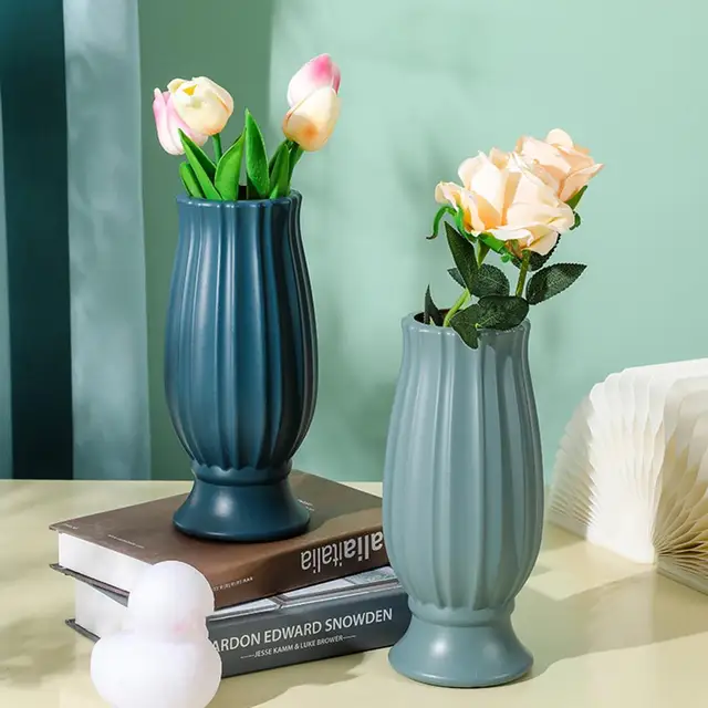 Virágváza Törhetetlen, Ésszerűsíthető, Egyszínű, Szárított Virág Elrendezés Műanyag Váza A Nappali Elrendezéséhez - Image 2