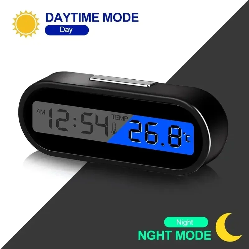 Black ABS Car Digital Clock Thermometer