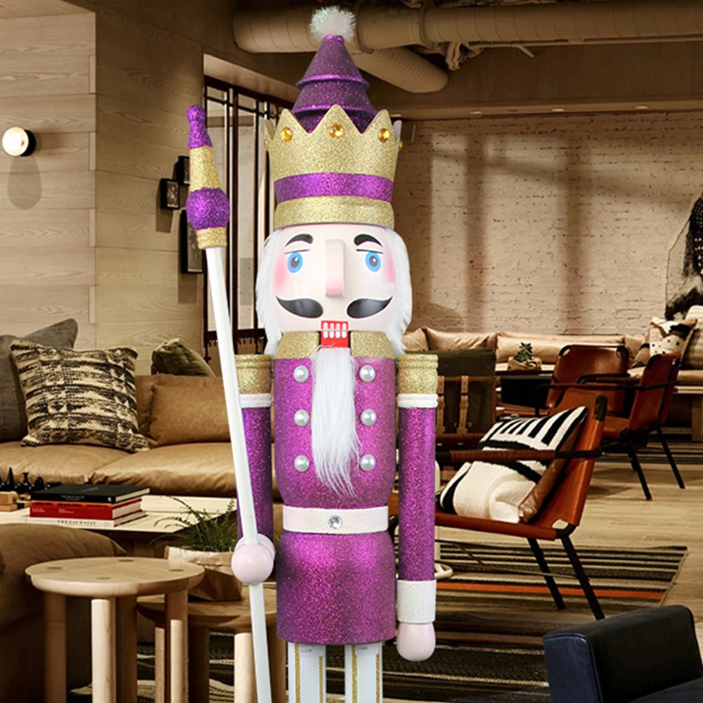 Cdl Glitter Nutcracker Life Size 6ft 1.8m Purple And White Glitter