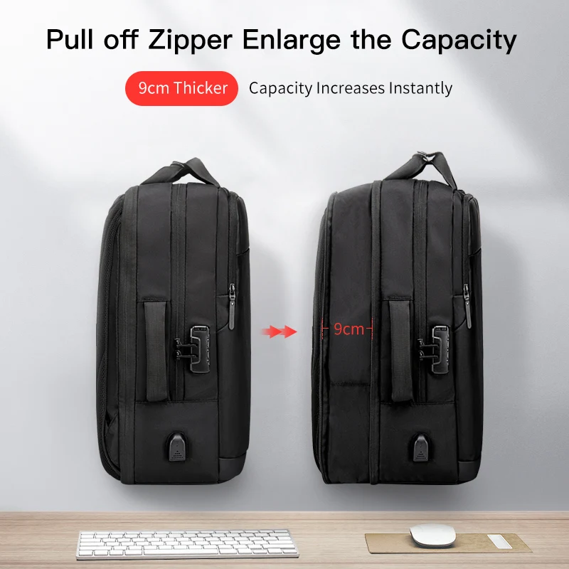 Arctic Hunter 2023 New Men's Travel Waterproof Backpack USB Charging 15.6" Laptop Backpack with Anti-Theft Lock 3