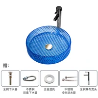 อ่างล้างหน้าแบบกลมบนเคาน์เตอร์ อ่างล้างหน้ากระจกนิรภัยโปร่งแสงพร้อมอ่างล้างจานแบบพับเก็บได้ อ่างล้างหน้าในห้องน้ําสําหรับห้องน้ํา 2