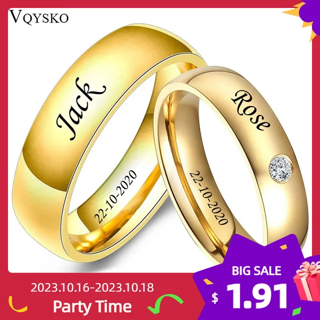 Fashion Wedding Bands Couple Rings for Women Man Customize Name Date Love Info Promise Alliance Anniversary Personalized Gift