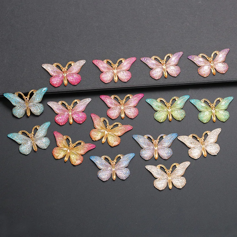 10Pcs Schmetterling Harz Charms Tier Tropfen Flache Rückseite Anhänger Für DIY Schlüsselbund Armband Handy Fall Dekoration Schmuck Machen – Detail 7