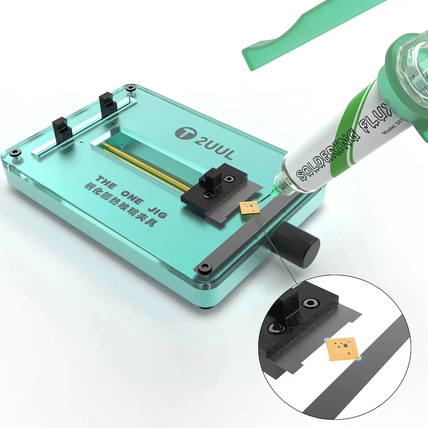 

2UUL thermal insulation fixture with tempered glass for PCB board bracket, general fixture for IPHONE ANDROID motherboard CPU