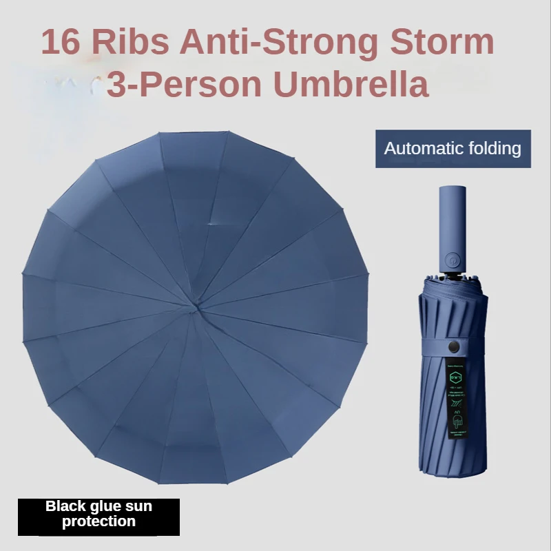 

16 Ribs Large Umbrella Strong Fully Automatic Sunshade Rain Umbrella Men Women Luxury Business Male Windproof Folding Umbrellas