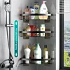 Bathroom Shelf Aluminum Alloy Shampoo Rack Makeup Storage Organizer Shower Shelf Bathroom Accessories No Drill Wall Corner Shelf 2