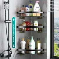 Bathroom Shelf Aluminum Alloy Shampoo Rack Makeup Storage Organizer Shower Shelf Bathroom Accessories No Drill Wall Corner Shelf 2