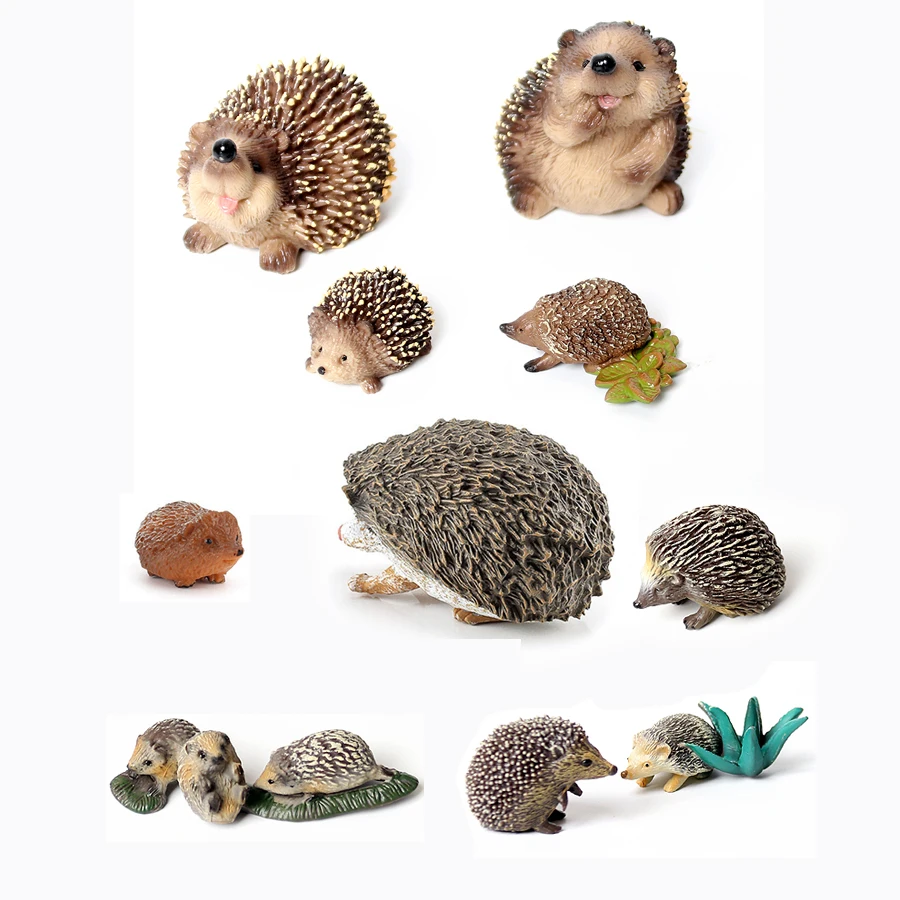 Simulated Cute Hedgehog Models Jungle Forest Animals Figurines Garden Statues Wildlife Figures Collection Gift Home Decor