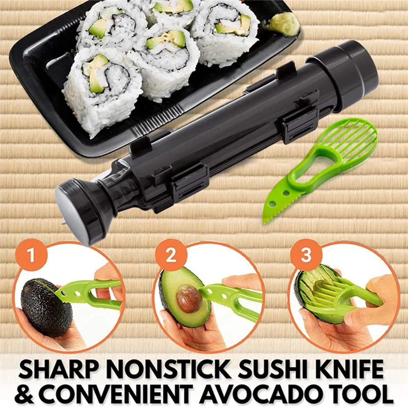 Sushi Making Equipment Kit, Japanese Rice Ball Roll Mold Sushi Multifunctional Mold Making Kitchen Tools