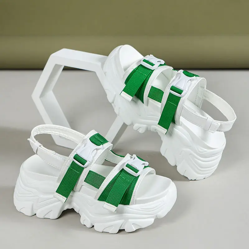 

Summer Wedges Heels Women Sport Sandals Platform Beach Slippers Thick Sole Ladies Buckle Shoes Female Chinelo Sandalias White