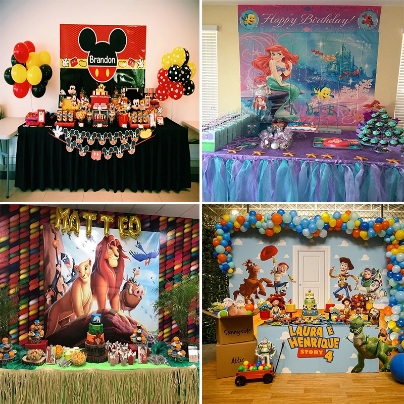 Disney Neve Branca Princesa Sete Anões Feliz Aniversário Festa Foto Pano de Fundo dos Desenhos Animados Decoração Floresta Fundos Personalizados Banner - Image 2