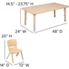 Adjustable Classroom Activity Table with 6 Stackable Chairs, Rectangular Plastic Activity Table for Kids, 24" W x 48" L, Natural 4