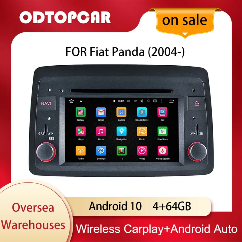 Odtopcar 6.2 "Aftermarket Radio Carplay Android Auto Per Fiat Panda 2014-Lettore Dvd Di Navigazione Gps 4G Wifi Google Youtube