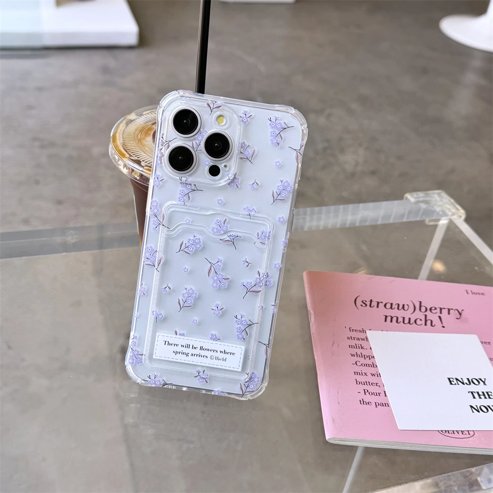 Korean Cute Flower Luxury Card Holder Phone Case - Anti-fall Cover