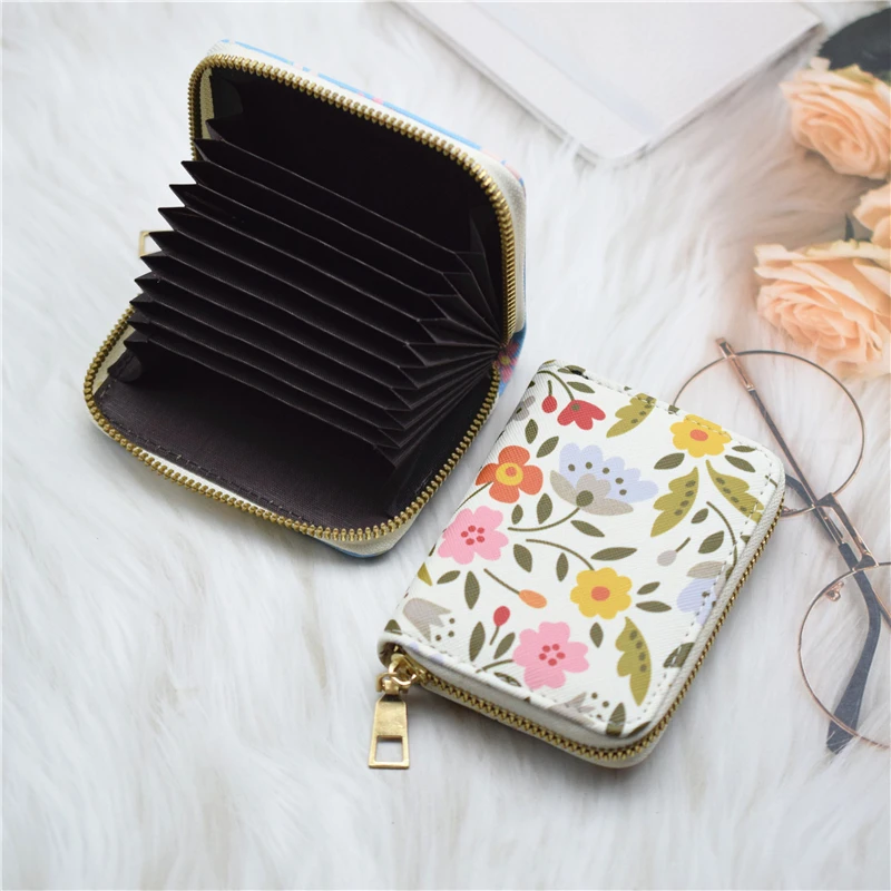 Women Card Holder Wallet PU Leather Female Card Case 9/18 Bits+2 Big Position Zipper Credit Wallet Cute Characters Bag