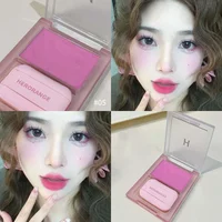 Pink Purple Mist Blusher Cream With Puff Matte Brighten Cheek Enhance Complexion Face Contouring Shadow Rouge Mud Makeup 1