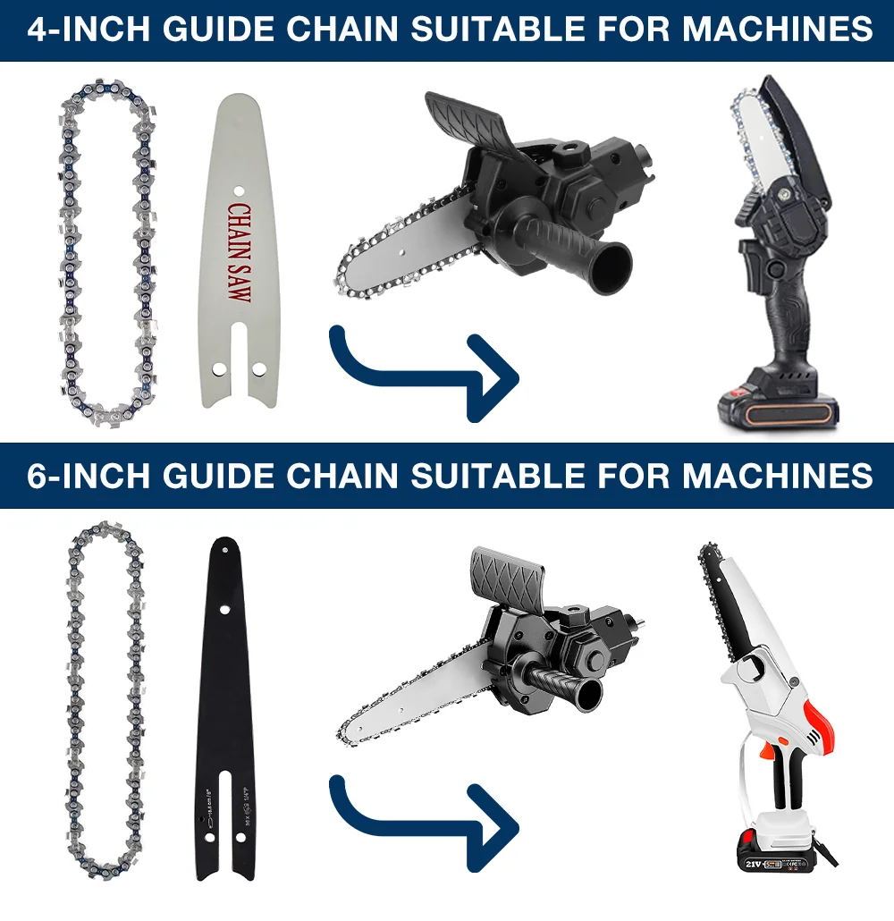 4 Catene Per Motosega 6 Pollici | Passo 1/4, 37DL | Per Motoseghe Elettriche Senza Fili