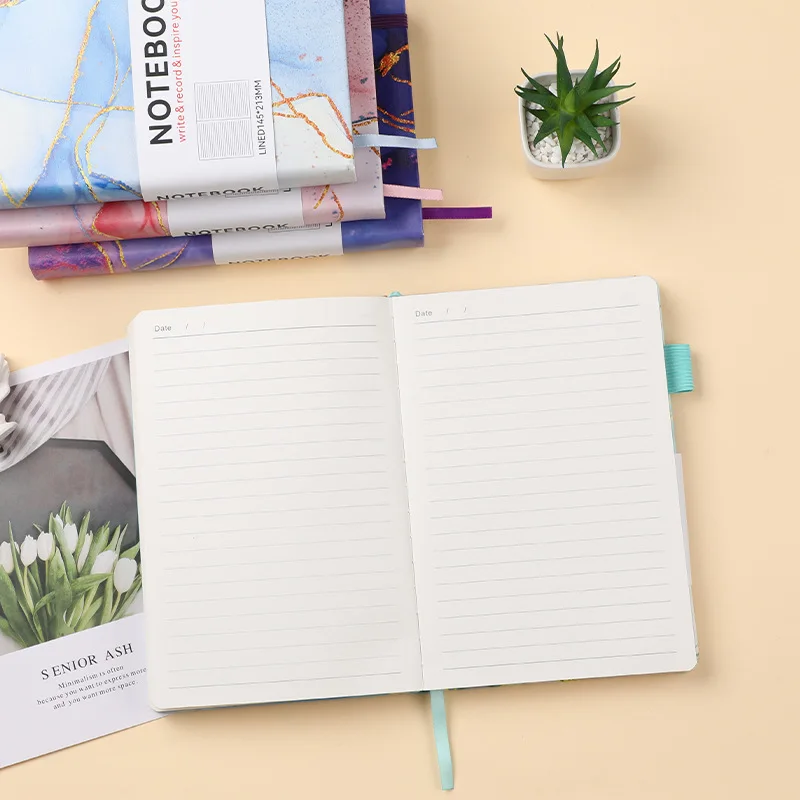 Mármore Roxo Espiral Binder Notebook 400 Página Página Interna Semanal Mensal para Fazer a Linha Dentro de Papel Papelaria a5 - Imagem 3