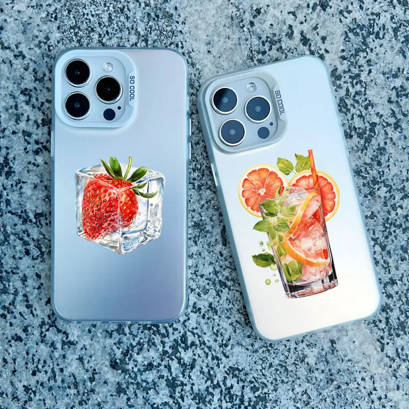 Cartoon Chill Getränke Zitronentee Fruchtsaft Handyhülle für iPhone 14 Pro Max Plus 15 13 12 11 Pro Max Mini stoßfeste Laserabdeckung – Detail 11