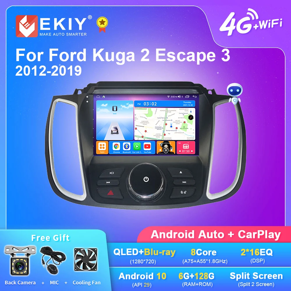 EKIY T7 DSP Android 10 автомобильное радио для Ford Kuga 2 Escape 3 2012-2019 стерео навигация GPS