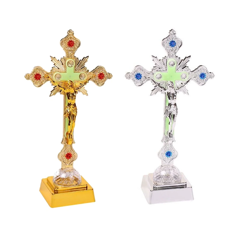 Electroplate Crucifix Luminous for Cross Statue Adult Favorite Religious Present