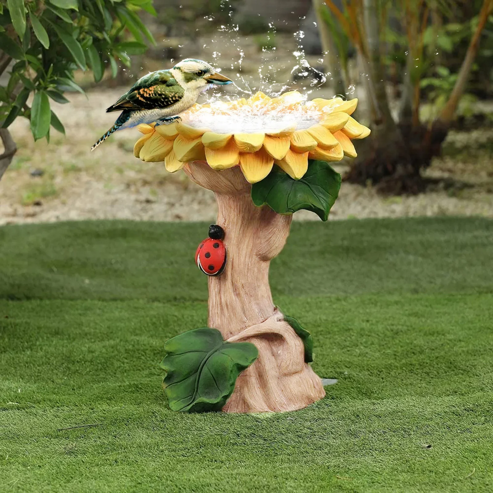 Sunpls Fontana Stand Carino Forma Di Procione Birdbath Scultura Decorazione Del Giardino Statua All'Aperto Mini Fontana Stagno Per Uccello Piscina