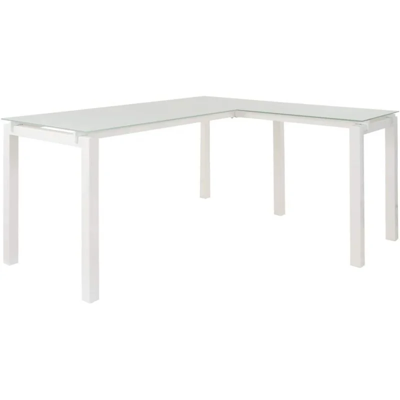 

Signature Design by Ashley Baraga Contemporary Glass L-Shaped Home Office Desk, White