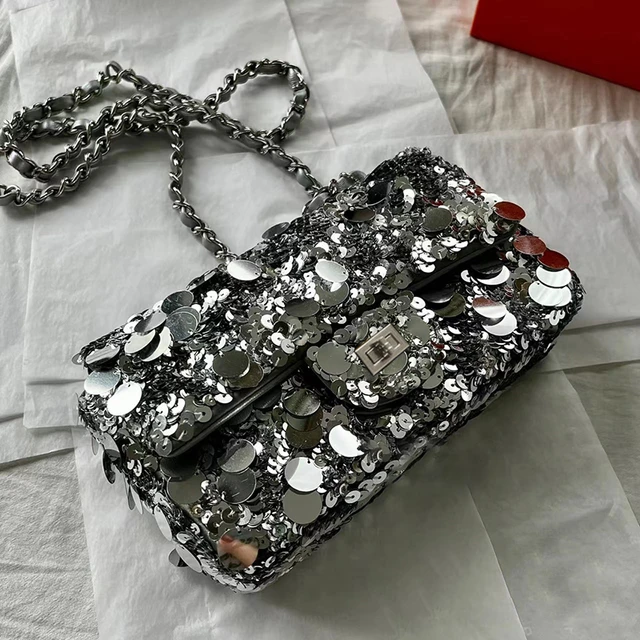 Jessica McClintock Brand New Silver Sequin Purse New with Tags Vintage |  eBay