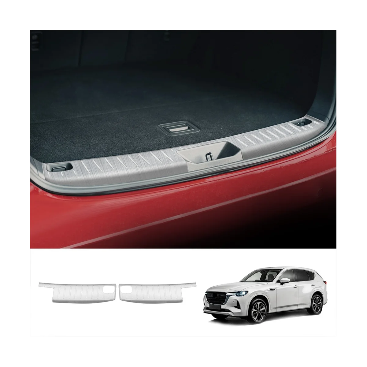 

Car Rear Bumper Built-In Rear Guard Trunk Anti-Scratch Guard Car Accessories for CX60 2022 2023 Silver 2PCS